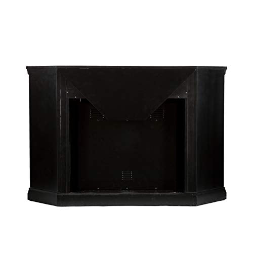 SEI Furniture Claremont Corner Convertible New Electric Fireplace with Storage, Black SEI Furniture