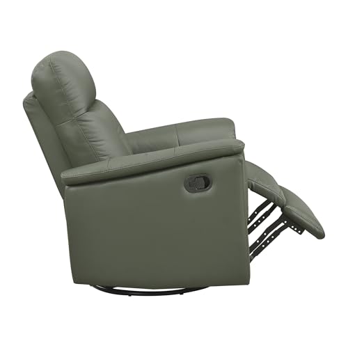 Lexicon Swivel Glider Recliner Chair, Comfy Nursery Glider, Top Grain Leather Match Recliner, Manual Reclining Chair for Living Room/Office/Apartment, Green Lexicon