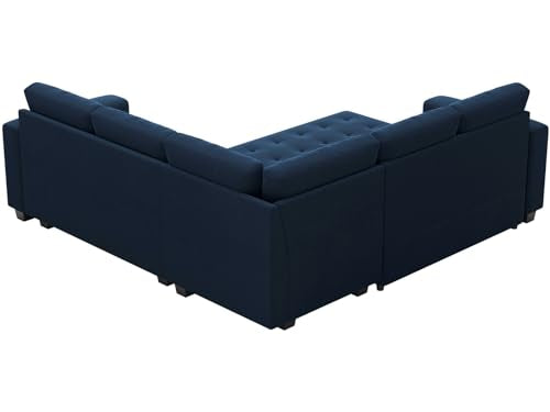 Belffin Modular Sectional Sleeper Sofa with Pull Out Couch Bed Velvet Convertible L Shaped Sectional Couch for Living Room Apartment Blue Belffin