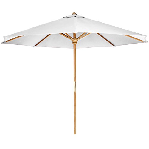 All Things Cedar TU90-W Teak Market Table Umbrella with Canopy, White All Things Cedar