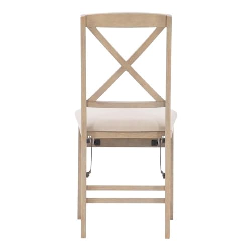 Linon Triena 19" Transitional Wood X-Back Folding Chairs with Padded Seat, Fully Assembled in Graywash (Set of 2) Linon