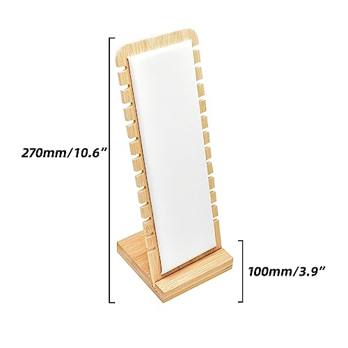 Golden Strawberry 2 Pack Bamboo Panel Jewelry Necklace Tabletop Display Boards Stand (White) Golden Strawberry
