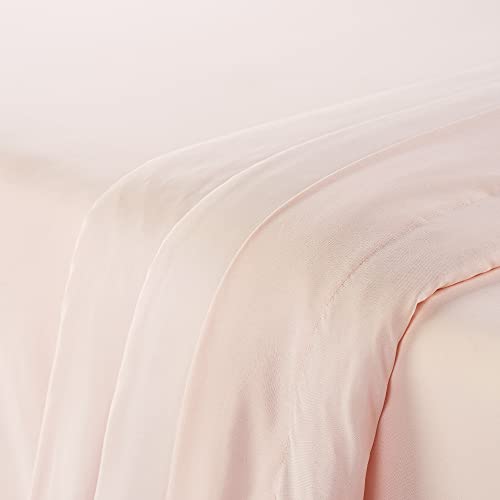 Serta Simply Clean Super Soft Hypoallergenic Stain Resistant Deep Pocket 3 Pieces Solid Bed Sheet Set, Twin XL, Blush Pink Serta