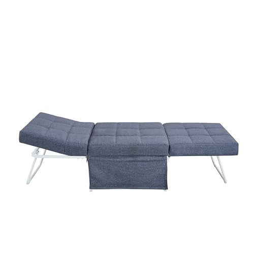 Cozy Gray Folding Ottoman Bed with Adjustable Backrest - Chic Futon Couch That Converts to Sofa Bed for Apartments and Compact Living Areas! QUAOPEFURN