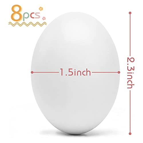 SallyFashion 8Pcs Wooden Faux Fake Eggs, Easter Eggs, Children Play Kitchen Game Food Toy - White Color SallyFashion