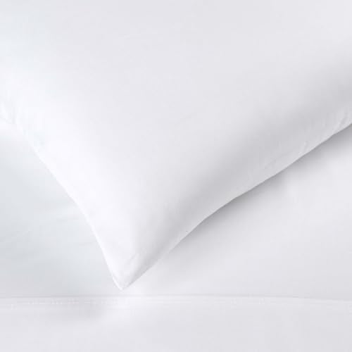 Superior 100% Premium Combed Cotton, 300 Thread Count Pillowcases Set of 2, Single Ply Cotton, Soft and Luxurious Bedding Sets - 20" x 30" Standard Pillowcase, White Superior