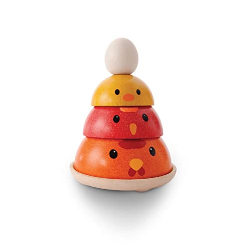 PlanToys Wooden Nesting Chicken Stacking Toy (5695) | Sustainably Made from Rubberwood and Non-Toxic Paints and Dyes | Eco-Friendly PlanWood PlanToys