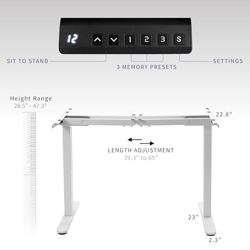 VIVO Electric Stand Up Desk Frame, DIY Workstation, Frame Only, Dual Motor Ergonomic Standing Height Adjustable Base with Memory Controller, White, VIVO