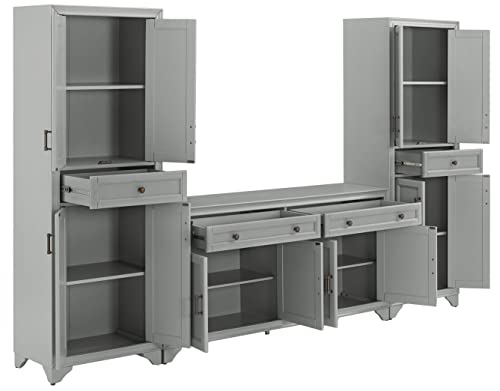 Crosley Furniture Tara 3-Piece Sideboard and Pantry Set, Distressed Gray Crosley Furniture