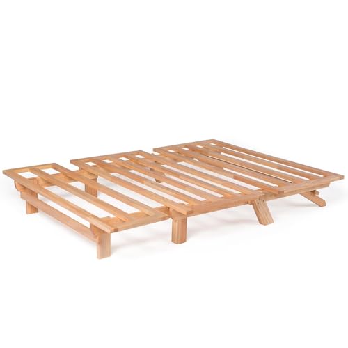 Nirvana Futons Tri-Fold Wood Futon Frame Full Size Sofa Bed Lounger - (Affordable Space Saver, Natural Finish) Ideal for Small Spaces, RVs, and Dorm Rooms Nirvana Futons