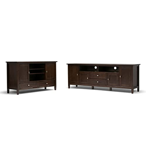 SIMPLIHOME Warm Shaker SOLID WOOD 47 Inch Wide Transitional TV Media Stand in Tobacco Brown for TVs up to 50 Inches, For the Living Room and SIMPLIHOME