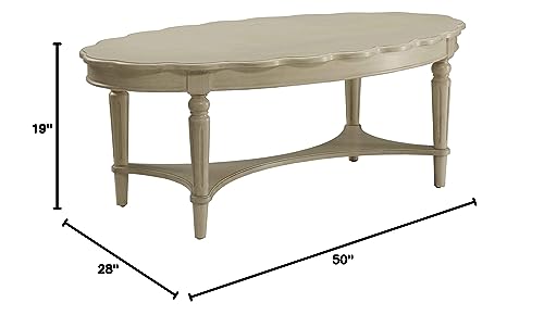 Acme Fordon Oval Coffee Table in Antique White Acme