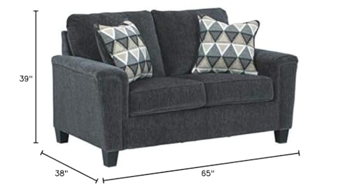 Signature Design by Ashley Abinger Chenille Contemporary Loveseat with 2 Accent Pillows, Dark Gray Signature Design by Ashley