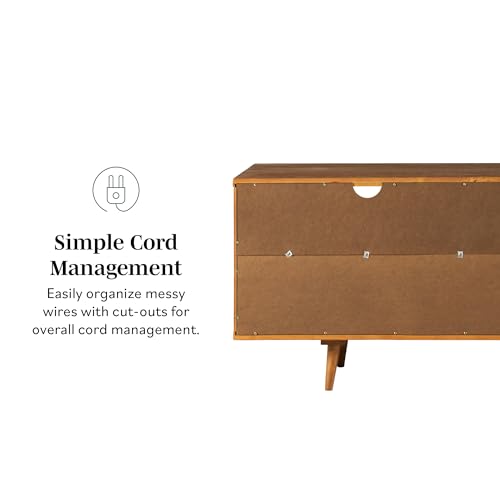 Walker Edison 3-Drawer Mid Century Modern Wood TV Stand for TV's up to 65" Flat Screen Cabinet Door Living Room Storage Entertainment Center, 58 Inch, Walnut Walker Edison