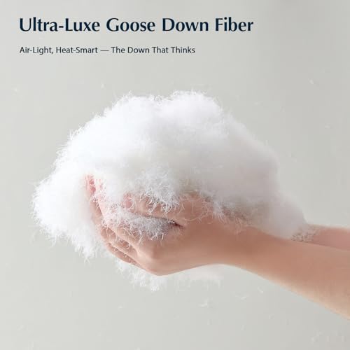 Pacific Coast Goose Feather Down Fiber Comforters King Size, Extra Fluffy White Duvet Insert, Ultra-Soft, Breathable, All Season Hotel Luxury Bedding Comforters, 8 Corner & Center Loops (106"x90") Pacific Coast