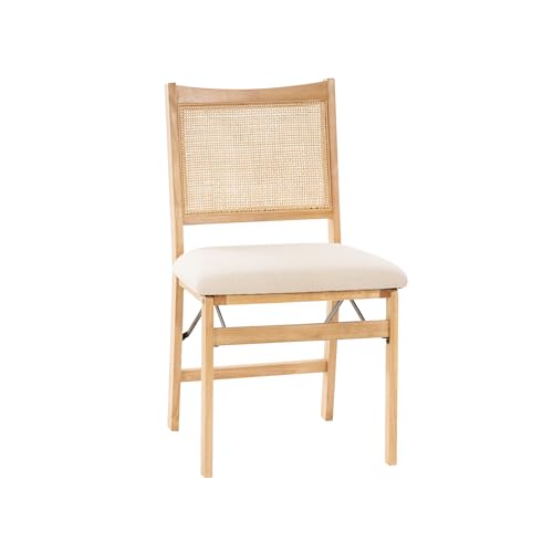 Powell Kasi Beige Rattan Cane Folding Foldable Dining Side Chair, Natural Powell
