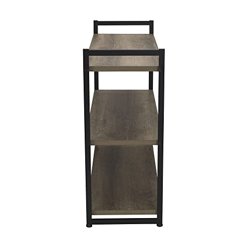 Household Essentials Ashwood 3 Tier Storage Shelf with Metal, Grey Shelves – Black Frame Household Essentials