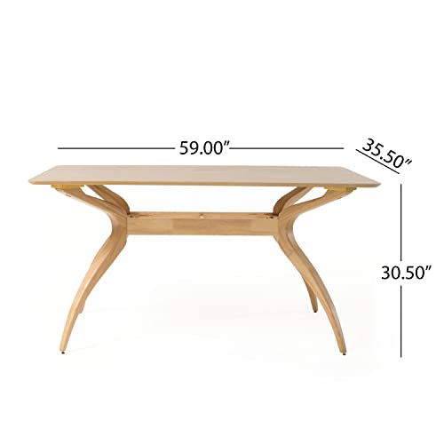 Christopher Knight Home Lucious Curved Leg Rectangular Dining Set, 5-Pcs Set, Natural Oak / Green Tea Christopher Knight Home