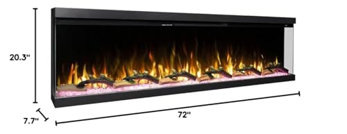 Modern Ember Skyline 72 Inch Linear Multi-Sided 3D Wi-Fi Smart Electric Fireplace - 1,000+ Flame & Ember Bed Color Combinations, Fully or Partially Recessed | Works with Alexa and Google Assistant Modern Ember