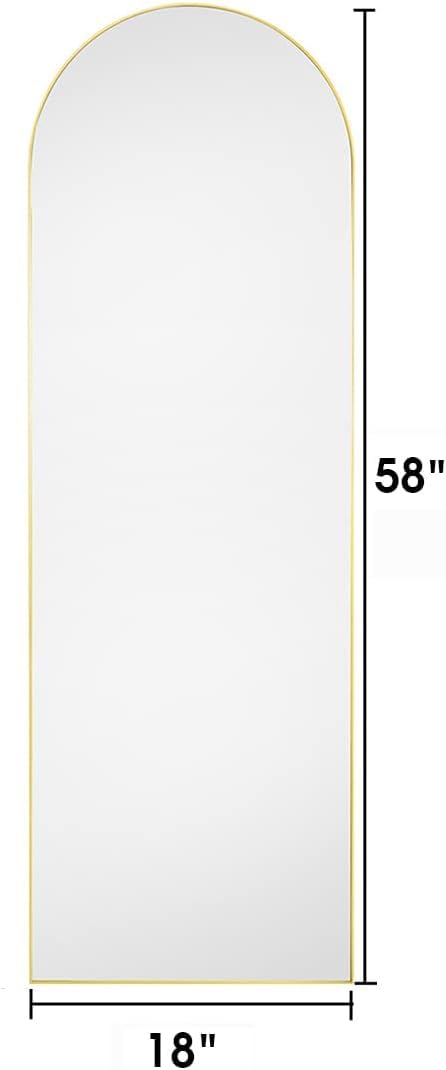 AyeWish Floor Mirror, Full Length Mirror, Arched Mirror, Standing Mirror, Tall Mirror, Wall Mounted, FreeStanding, Large Mirror, 58"×18", Aluminum Frame - Gold AyeWish