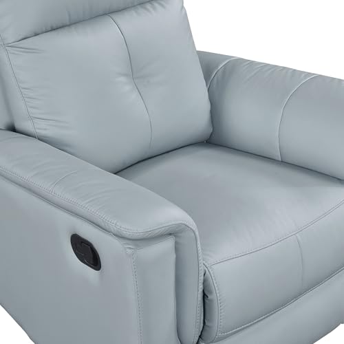 Lexicon Swivel Glider Recliner Chair, Comfy Nursery Glider, Top Grain Leather Match Recliner, Manual Reclining Chair for Living Room/Office/Apartment, Blue Lexicon