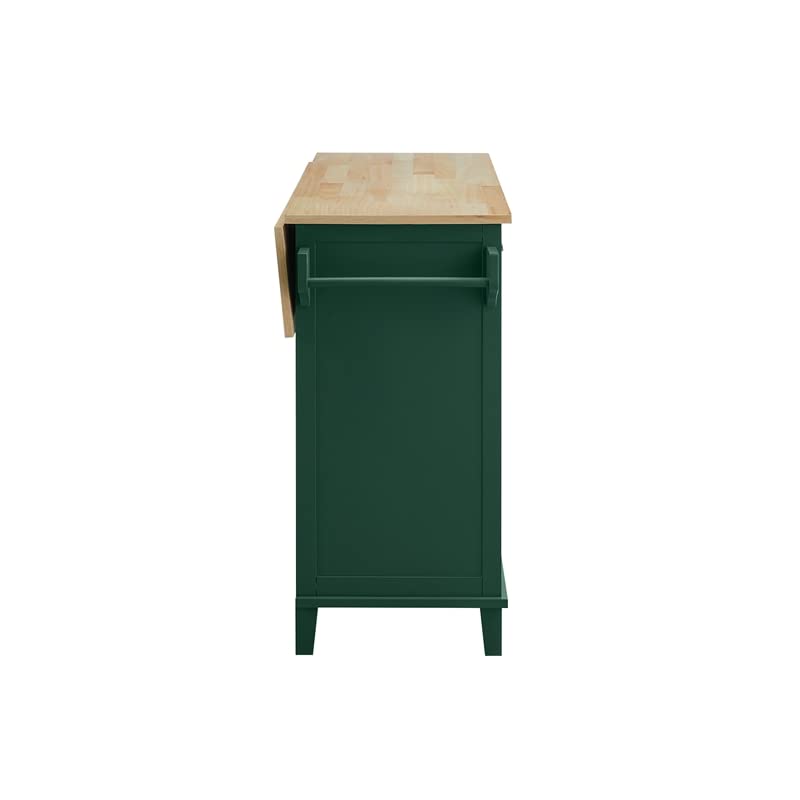 Pemberly Row Traditional Wood Drop Leaf Kitchen Island in Emerald/Natural Pemberly Row