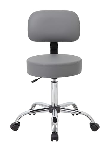 Boss Office Products Be Well Medical Spa Professional Adjustable Drafting Stool with Back, Grey (B245-GY) Boss Office Products