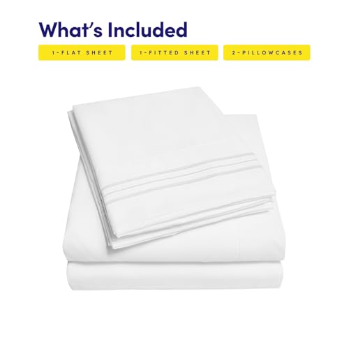 1500 Supreme Collection Queen Sheet Sets White - Luxury Hotel Bed Sheets and Pillowcase Set for Queen Mattress - Extra Soft, Elastic Corner Straps, Deep Pocket Sheets, Queen White Sweet Home Collection