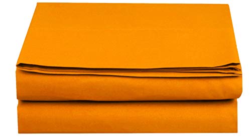 Elegant Comfort Premium Hotel Quality 1-Piece Flat Sheet, Luxury and Softest 1500 Premium Hotel Quality Microfiber Bedding Flat Sheet, Wrinkle-Free, Stain-Resistant, Queen, Orange Elegant Comfort