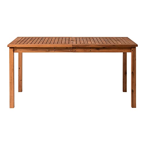 Walker Edison Dominica Contemporary Slatted Outdoor Dining Table, 34 Inch, Brown Walker Edison