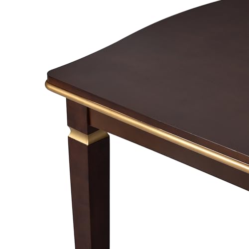 Merax 6-Piece Kitchen Dining Table Set, 60" Rectangular Table with 4 High-Back Tufted Upholstered Chairs & 1 Bench, Rubberwood Legs Modern Elegant Farmhouse for Kitchen Room, Espresso Merax