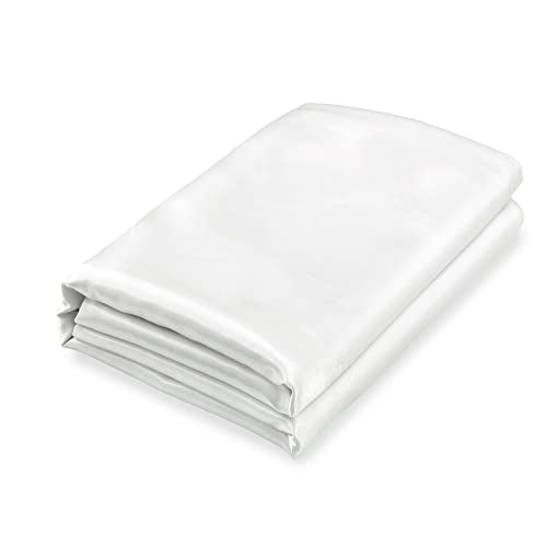 Homiest White Satin Twin Flat Sheet - Luxury & Ultra Soft Bedding for Twin Mattress, Single Flat Sheets Sold Separately Homiest