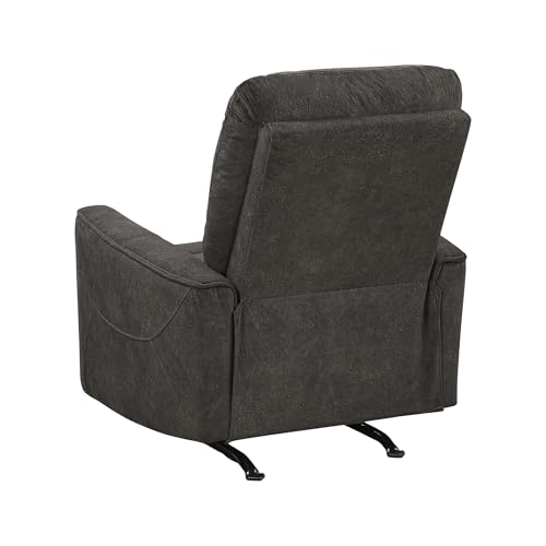 Lexicon Manual Rocker Recliner Chair, Polished Microfiber Manual Reclining Chair with Overstuffed Backrest, Comfy Nursery Recliner for Living Room/Office/Bedroom/Apartment, Easy Assembly, Chocolate