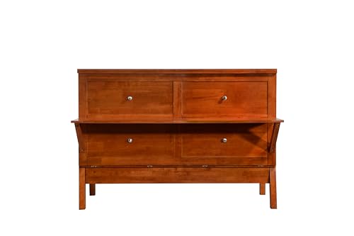 Mega Solutions Amalfi Murphy Cabinet Chest Desk Bed with Drawers & USB Charging Station (Queen Size, Cherry) Mega Solutions