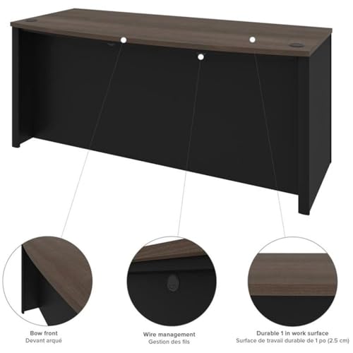 Atlin Designs Contemporary 5 Piece Wood U Shaped Computer Desk in Antigua/Black Atlin Designs