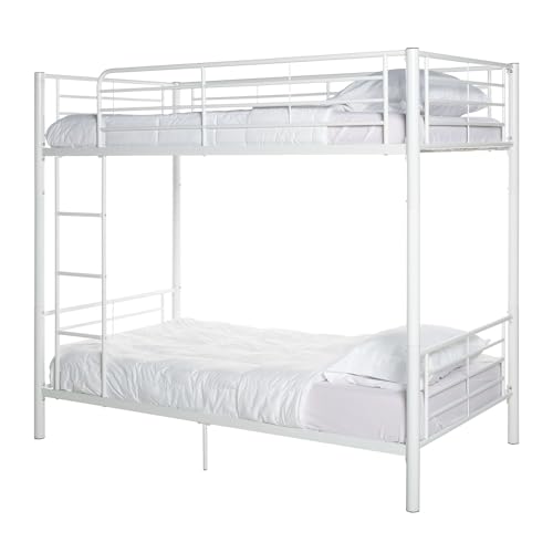 Walker Edison Elodie Urban Industrial Twin over Twin Metal Bunk Bed, Twin over Twin, White Walker Edison