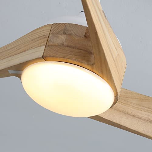 Sofucor Ceiling Fan 52 Inch Wood Ceiling Fan with Lights Remote Control Dimmable Light Reversible DC Motor Modern Ceiling Fan for Kitchen Bedroom Basement Dining Living Room Light Wood Sofucor