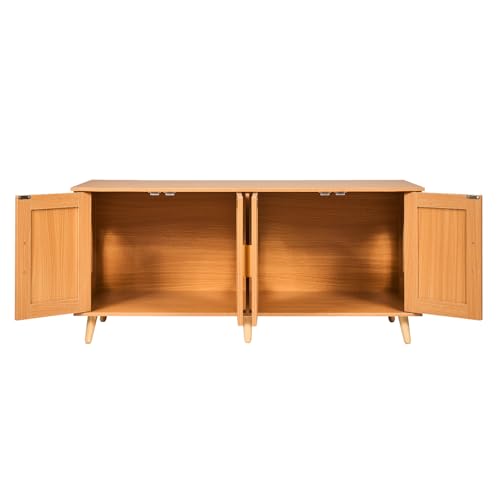VEVOR Cat Litter Box Enclosure for 2 Cats, Litter Box Furniture Hidden with Rattan Decorated Doors, Wooden Cat Box Cabinet Fit Most of Litter Box, 47.2" L x 19.7" W x 21.7" H, Natural VEVOR