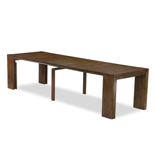 Luxe by East West Furniture X07X1-B08-04- 9 Pieces Extendable Dining Set Includes a Rectangle Xtenczar Kitchen Table and 7 Light Tan Fabric Stackable Dining Chairs and 1 Modern Bench, Antique Walnut Luxe by East West Furniture
