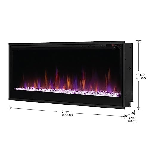 Dimplex 42 Inch Slim Built-in Linear Electric Fireplace Heater | Shallow 4-Inch Depth with LED Multi-Color Flames | Remote and Acrylic Crystal Ember Bed Included | Thin Flush Mount | 1500W DIMPLEX