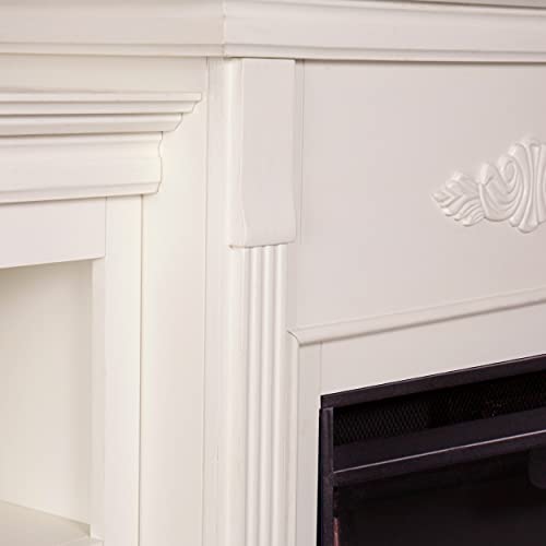 SEI Furniture Tennyson Electric Fireplace with Bookcases, New Ivory SEI Furniture