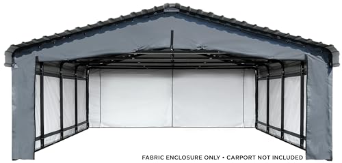 Arrow Carports Enclosure Kit for Galvanized Steel Carport, Fabric Carport Wall Panels, 20' x 20' x 7' Arrow