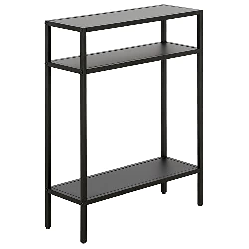 Henn&Hart 22" Wide Rectangular Console Table with Metal Shelves in Blackened Bronze, Entryway Table, Accent Table for Living Room, Hallway Henn&Hart