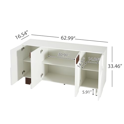 Christopher Knight Home Kyala Modern Sideboard Buffet Cabinet with Adjustable Shelves, Wooden Living Room TV Stand with Storage, Multifunctional Storage Cabinet, Entryway Console Table, White Christopher Knight Home