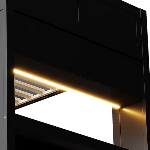 Harper & Bright Designs Full Size Gaming Bunk Bed with Built-in Desk & Shelves for Teens, Space-Saving Bedroom Furniture with Storage Cabinet, Black Harper & Bright Designs