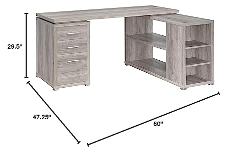Coaster Home Furnishings Yvette L-Shape Grey Driftwood Office Desk (801516) Coaster Home Furnishings