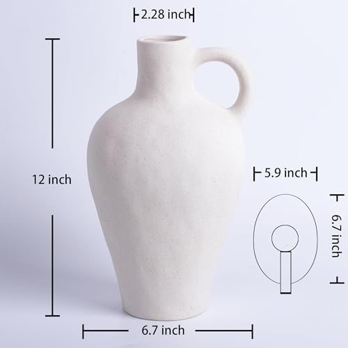 White Ceramic Vase BlossoME 12”H Large Pottery for Flowers Pampas Grass,Boho Modern Rustic Farmhouse Decoration for Livingroom Bedroom Kitchen Entryway Console Table Countertop Shelves blossome better addition to better life