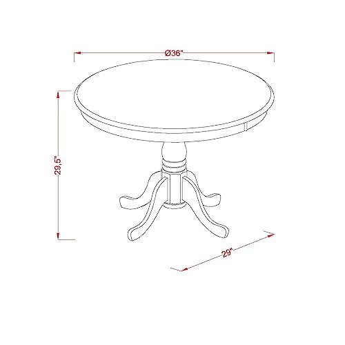 East West Furniture ANMZ3-AWA-32 3 Piece Dining Room Table Set Consist of a Round Kitchen Table with Pedestal and 2 Parson Dining Chairs, 36x36 Inch, Antique Walnut East West Furniture