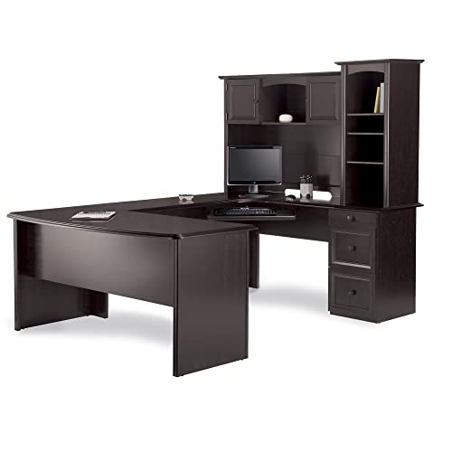 Realspace® Broadstreet 65" W U-Shaped Executive Desk, Walnut Realspace