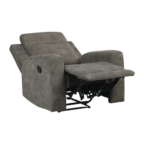 Lexicon Manual Recliner Chair, Textured Microfiber Reclining Sofa Chair, Home Theater Seating, Wall Hugger, Track Arms, Manual Recliner for Living Room/Office/Apartment, Easy Assembly, Brown Lexicon